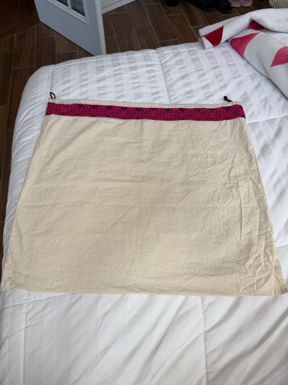 Tory Burch Cream Mini Skirt with Pink Patterned Waistband